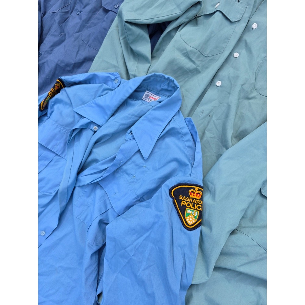 Vintage Lot 18 Canadian Military Work Shirts M-L Blue Tan Green RCMP Saskatoon - Picture 6 of 10
